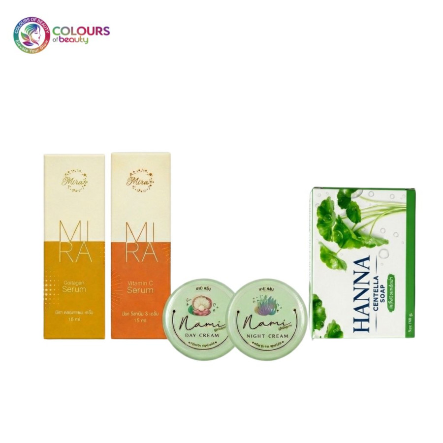 Nami Set 3 (Day , Night Cream , C Serum , Collagen Serum , Hanna Soap)
